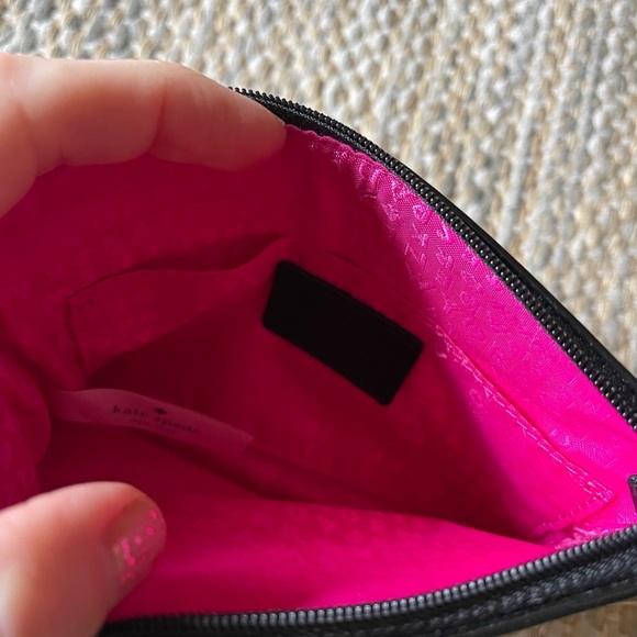 Kate spade black white striped zippered pouch small patent leather clutch bag - Picture 6 of 7